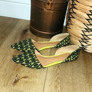 J Crew factory slides. Good condition. Size 8 1/2. Black and Florescent yellow.